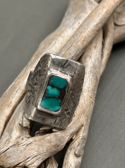 Turquoise silver recycled ring