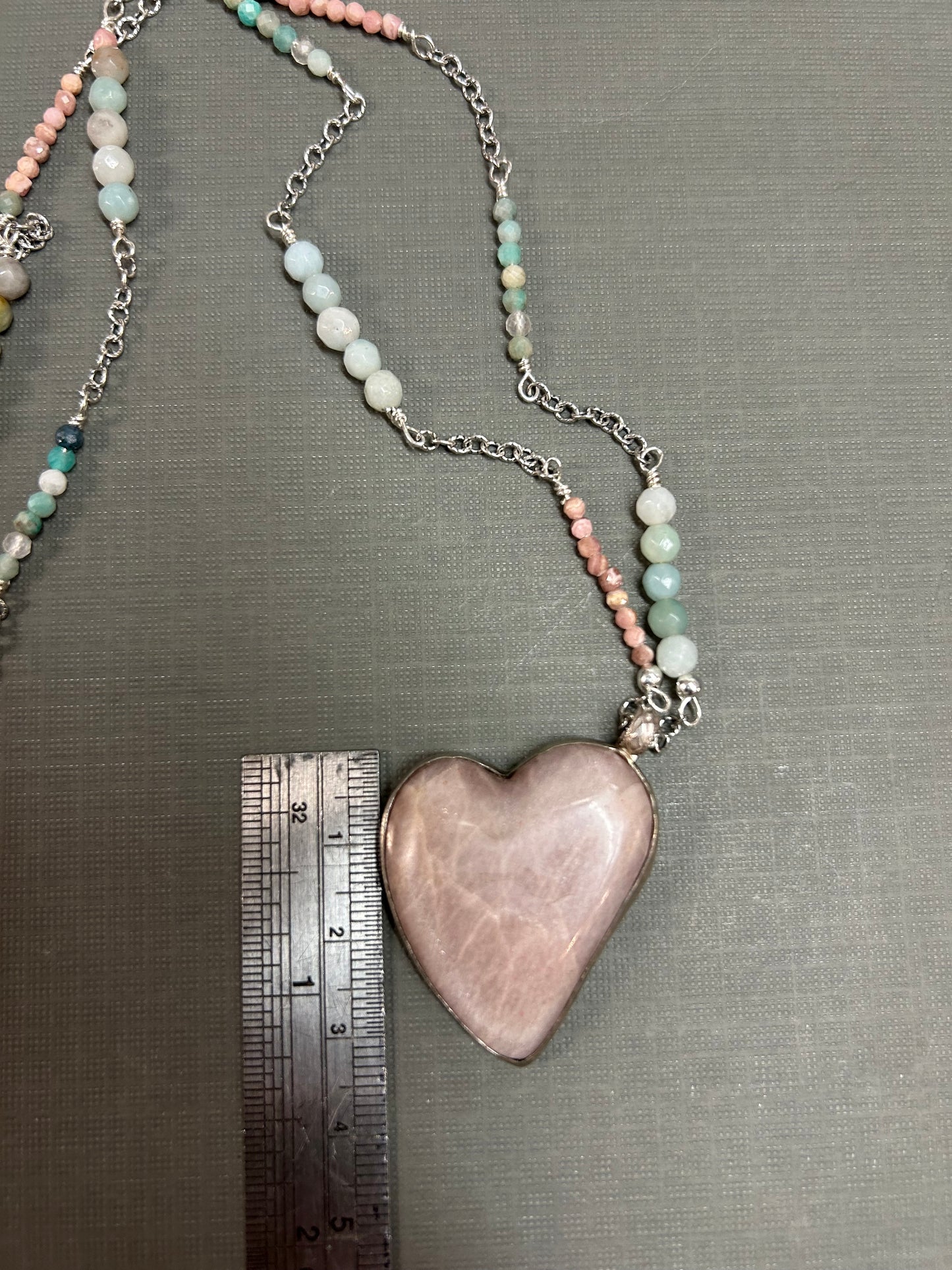Serenity-Heart necklace- Peach moonstone