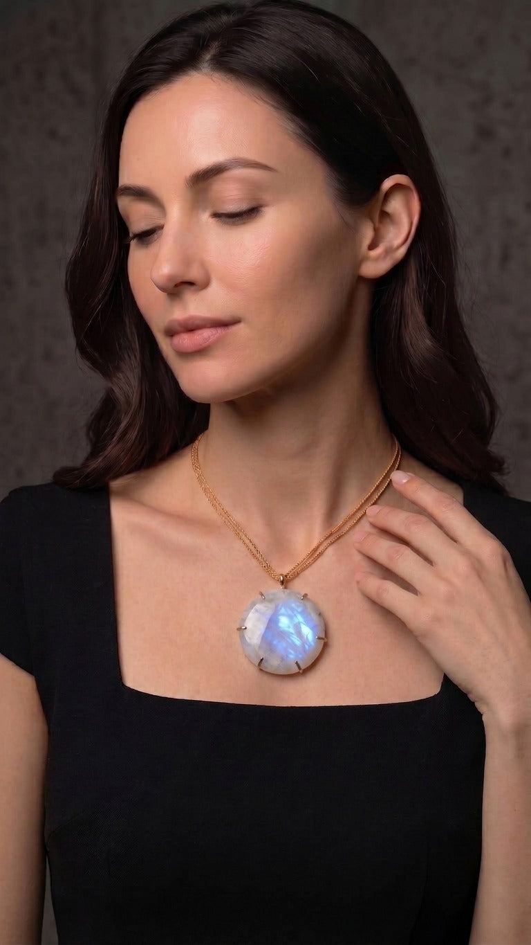 Huge Moonstone Gold necklace