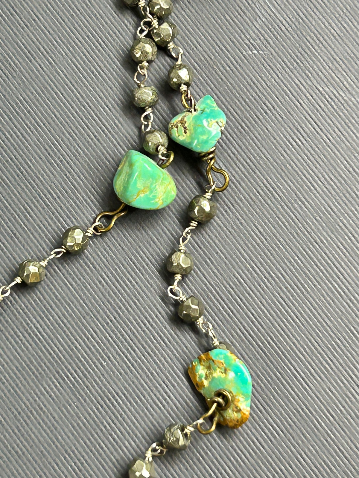 Green Turquoise and Pyrite necklace