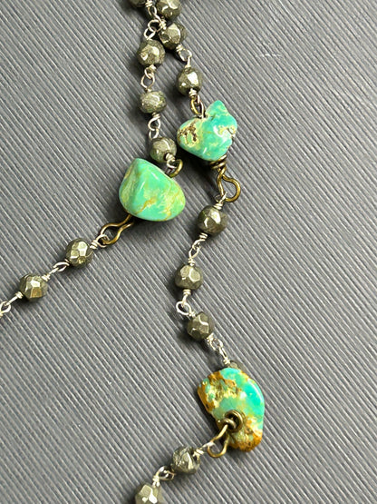 Green Turquoise and Pyrite necklace