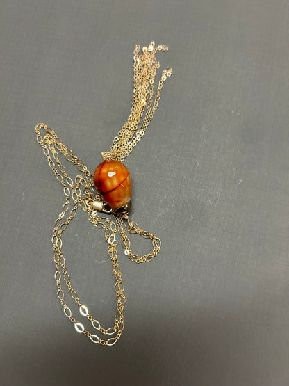 Pear shape Agate Necklace on gold chain