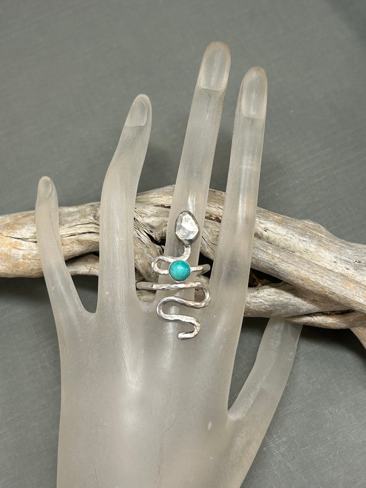 Snake ring silver and Turquoise  accent