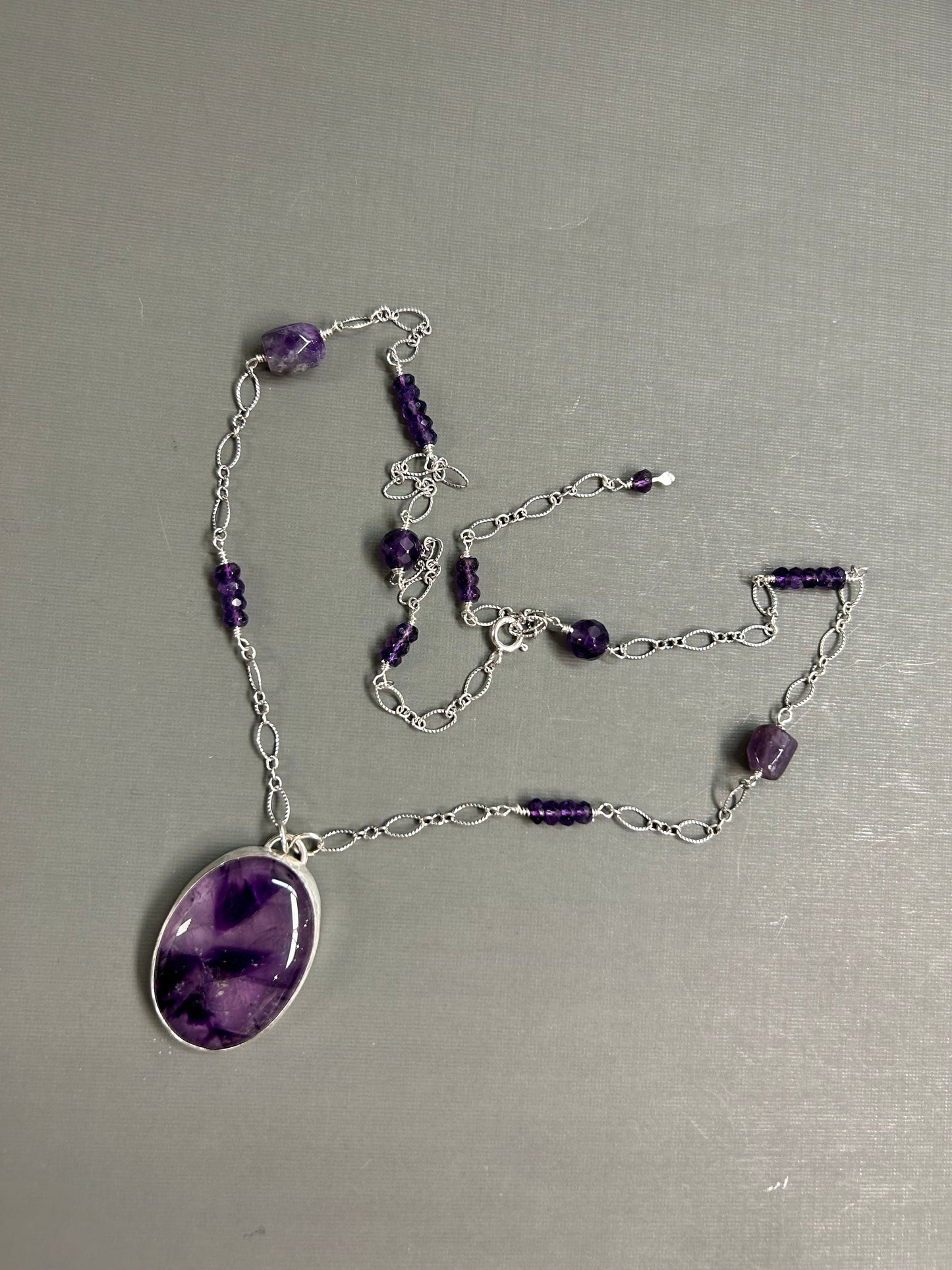 Amethyst and silver necklace