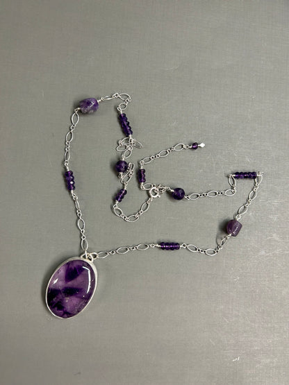 Amethyst and silver necklace
