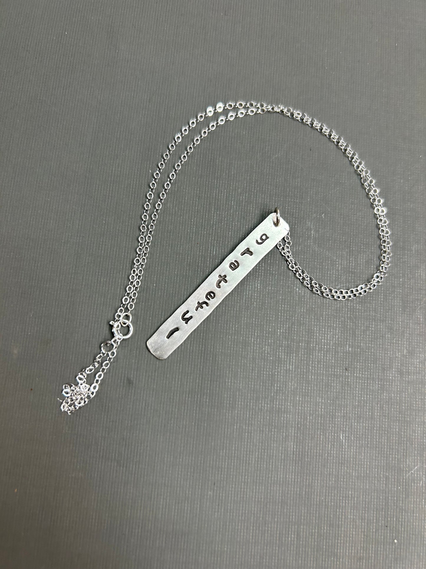 Grateful- stamped silver necklace