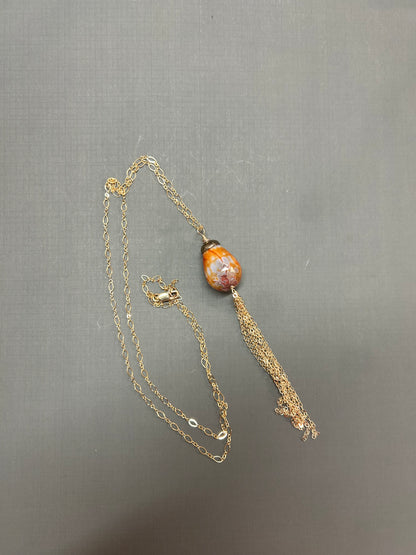 Pear shape Agate Necklace on gold chain