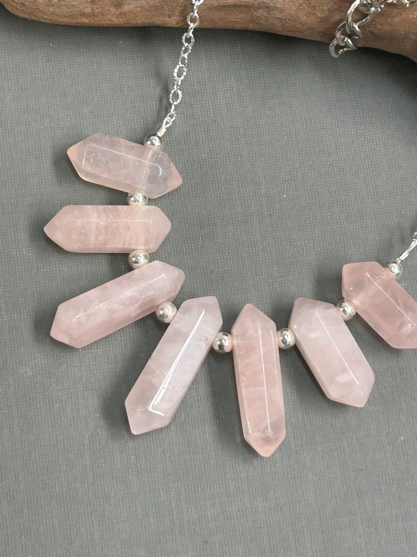 Love necklace Rose Quartz spears