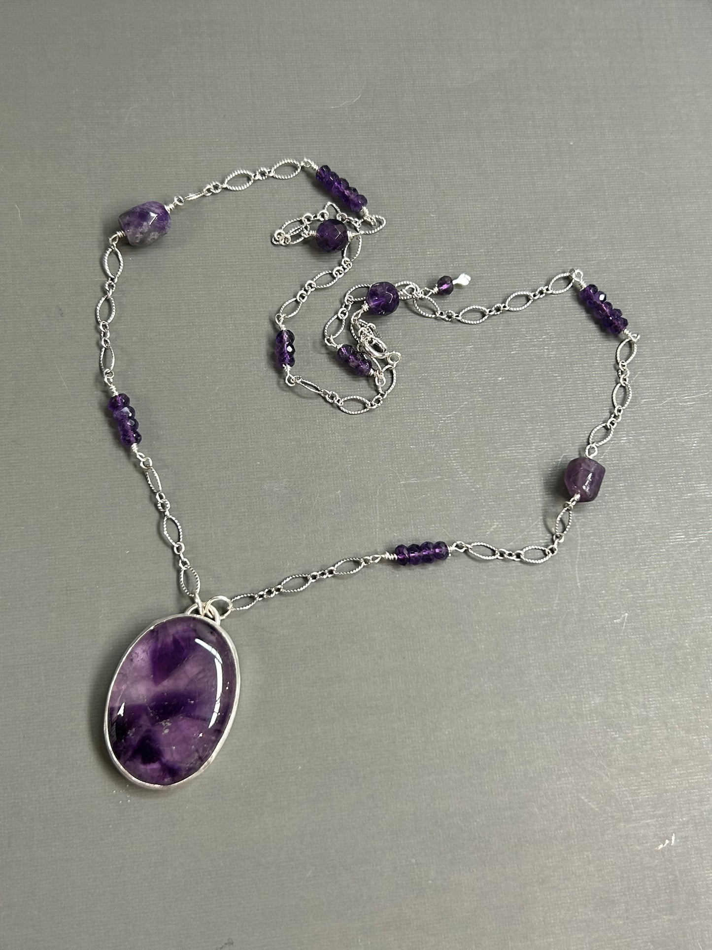 Amethyst and silver necklace