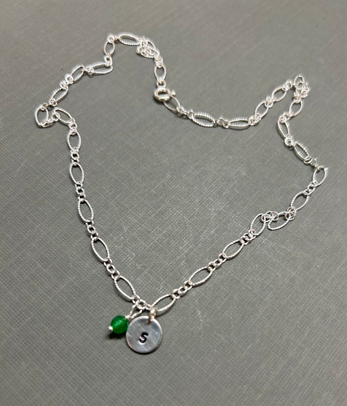 Initial necklace and Birthstone