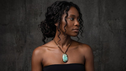 Huge Turquoise on leather- necklace