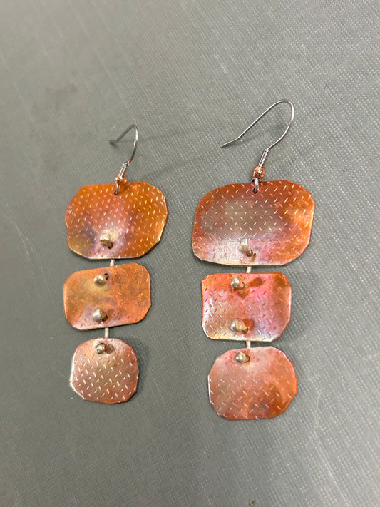 Copper rainbow 3some earrings
