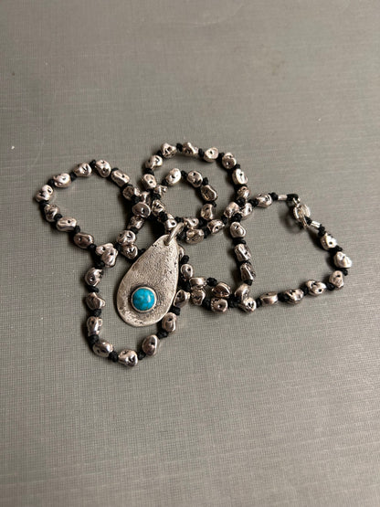 Turquoise in recycled silver necklace