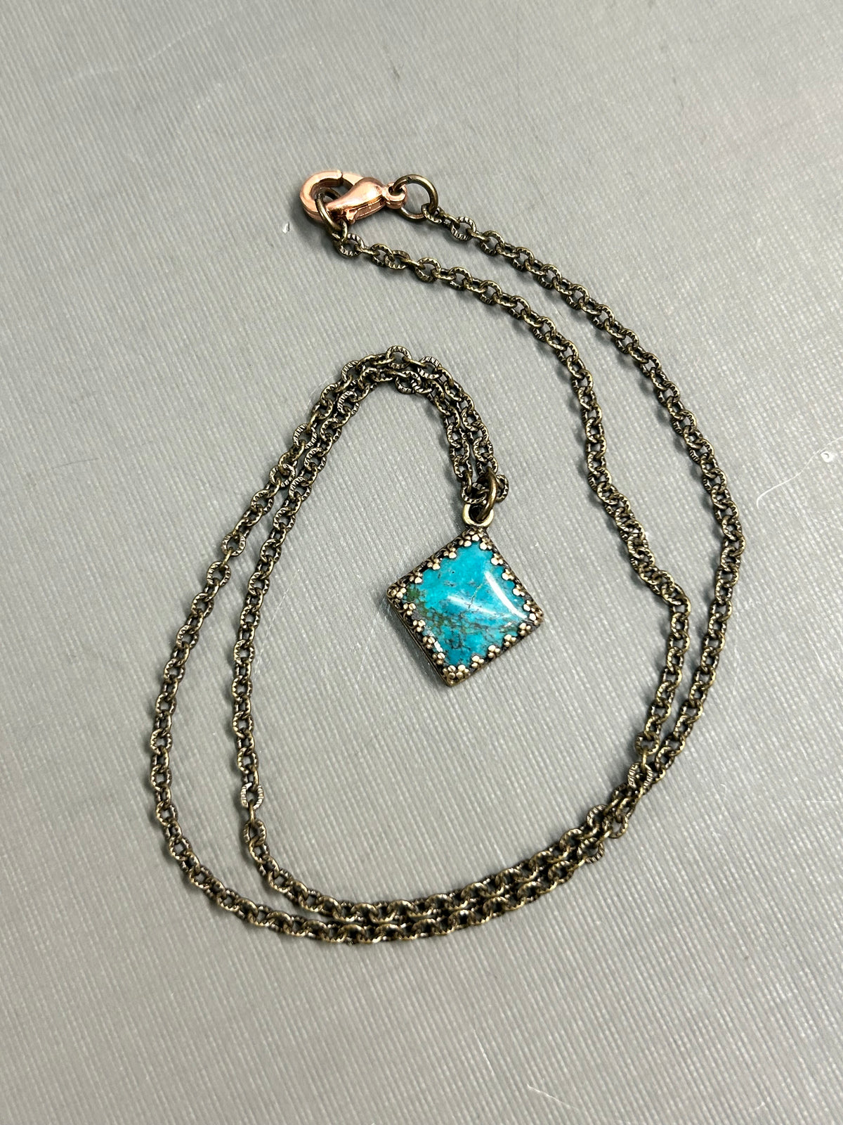Square Turquoise necklace antique setting