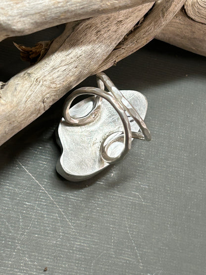 Rhodochrosite pink heart ring