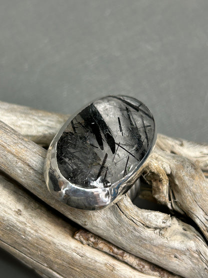 Black and white ring