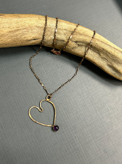 Copper heart in purple