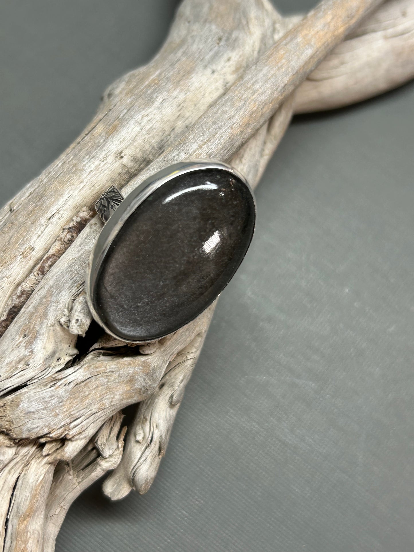 Silver Obsidian ring