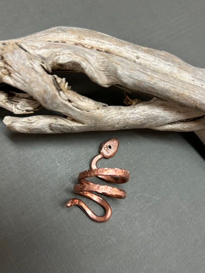 Snake ring-Copper and Topaz