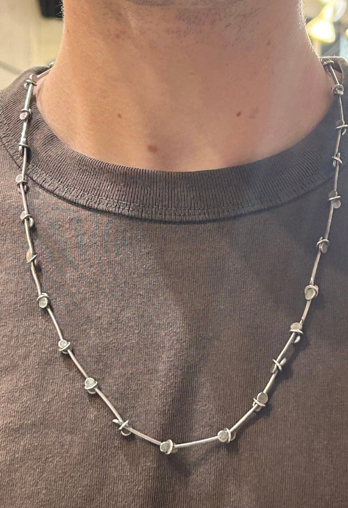 Silver links necklace- unisex