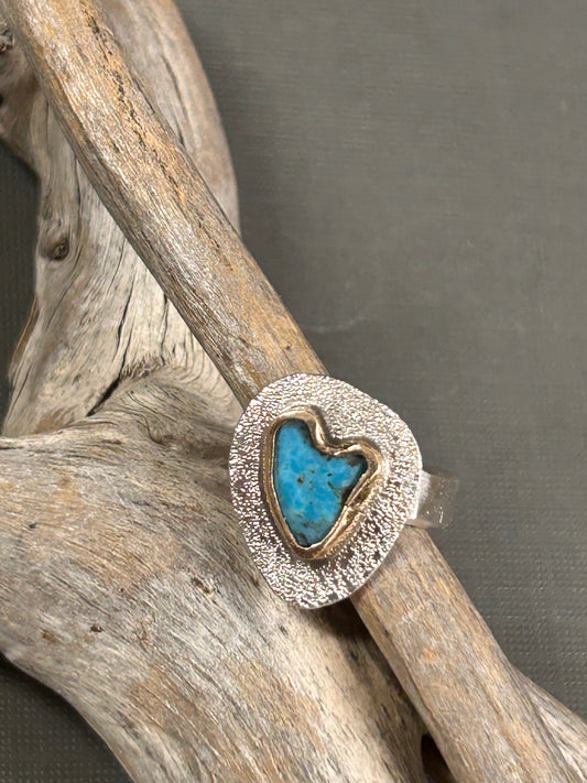 Turquoise heart ring