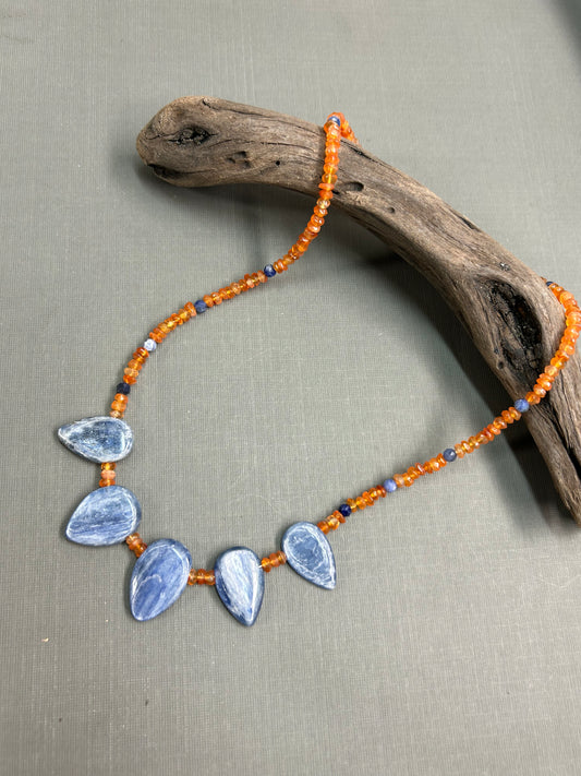 Blue Kyanite drops necklace
