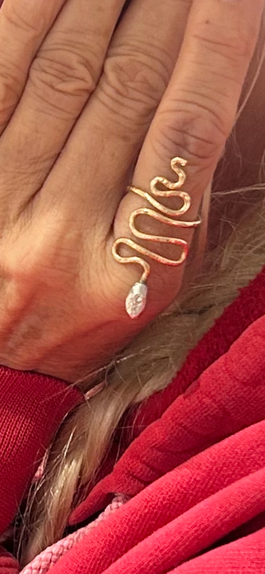 Snake ring gold and silver bi metal