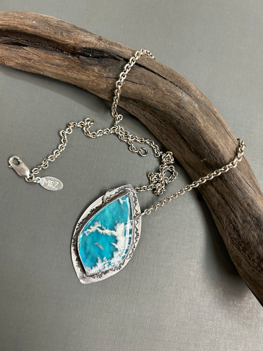 Plume Agate blue sky necklace