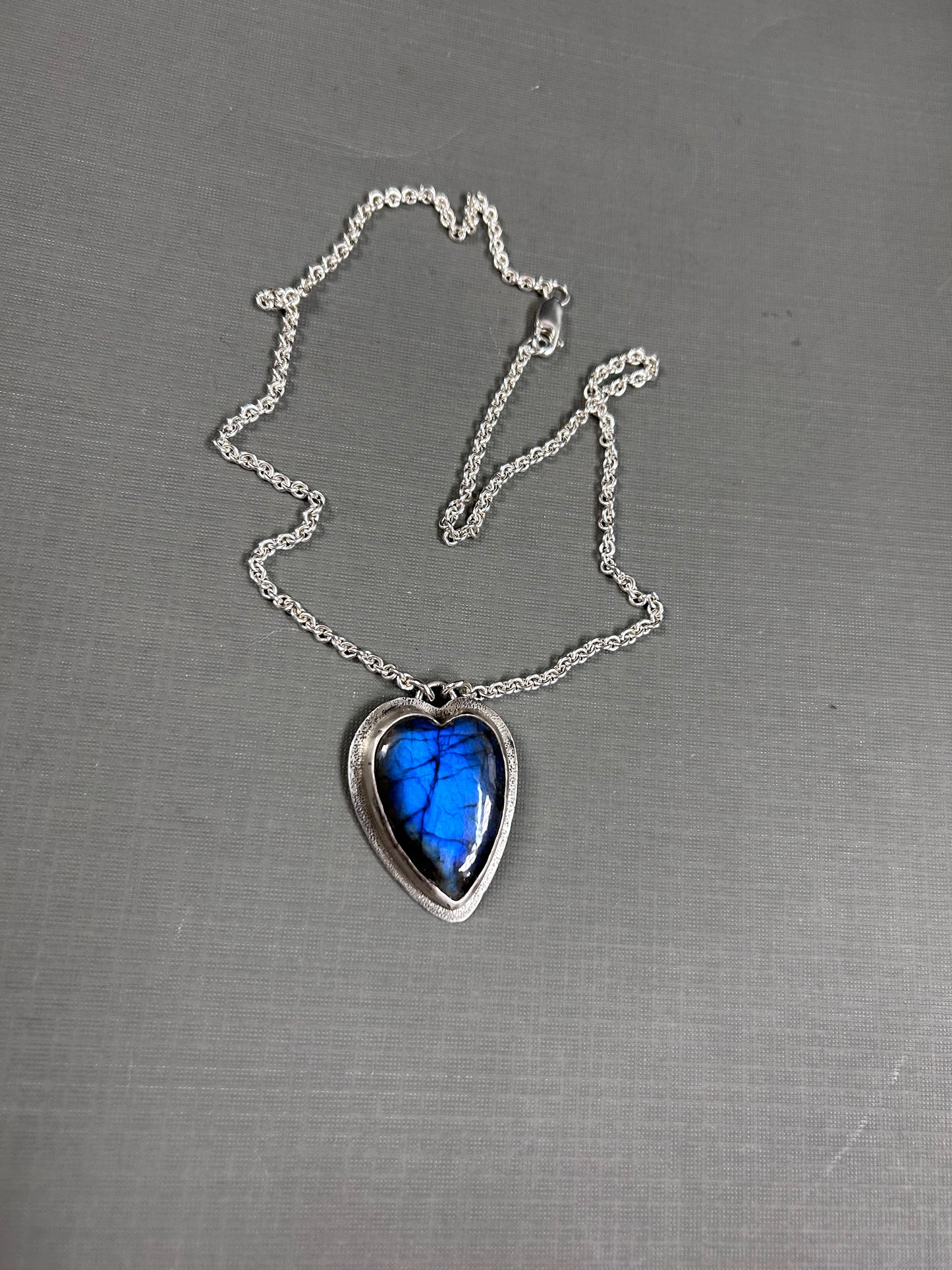 Labradorite blue heart in silver- necklace/pendant