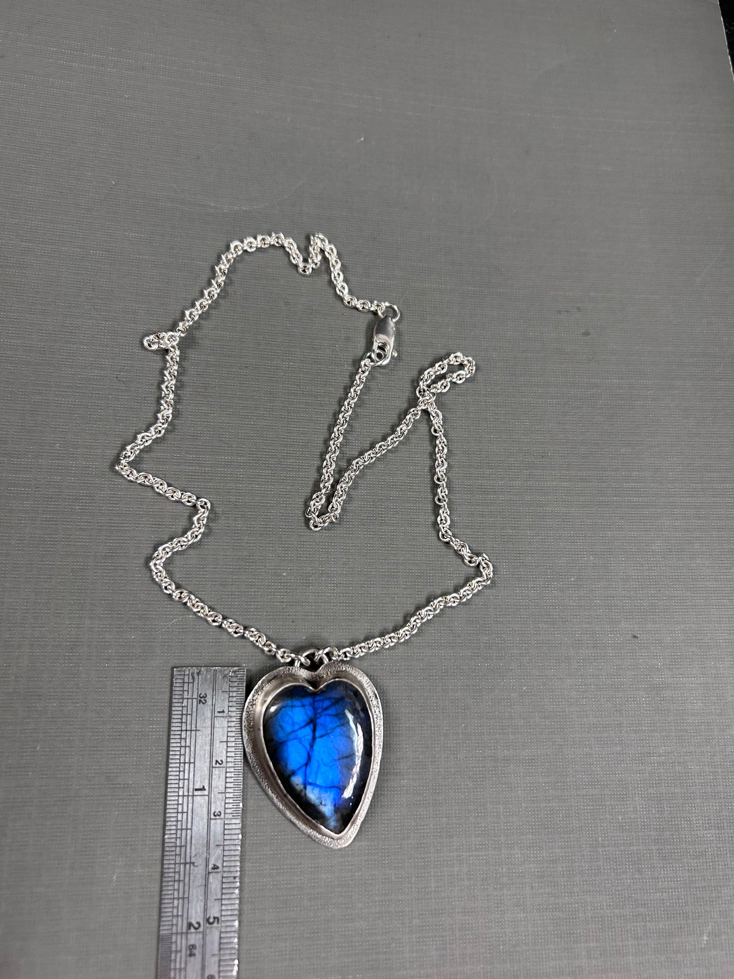 Labradorite blue heart in silver- necklace/pendant