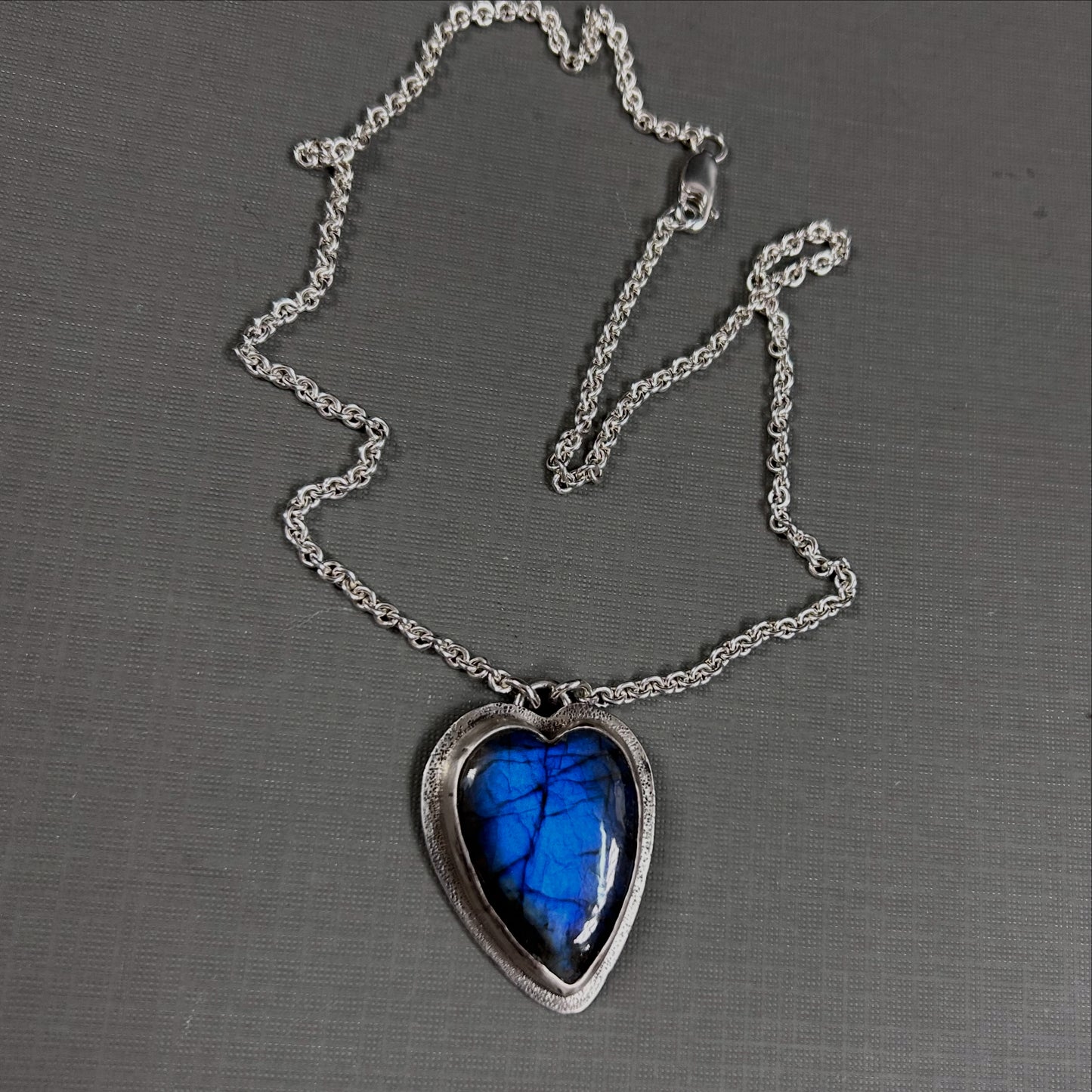 Labradorite blue heart in silver- necklace/pendant