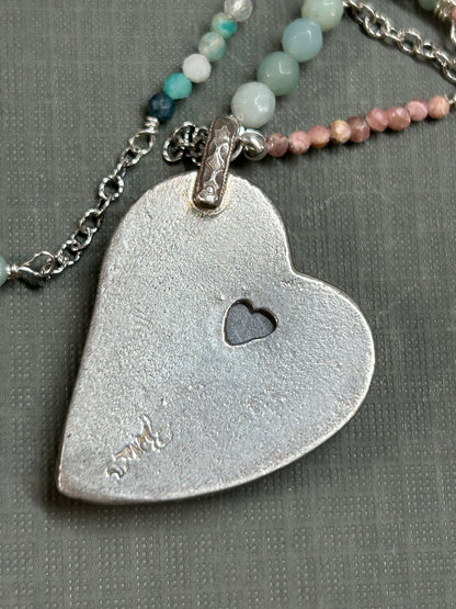 Serenity-Heart necklace- Peach moonstone
