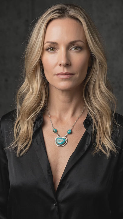 Turquoise “Fish” silver necklace
